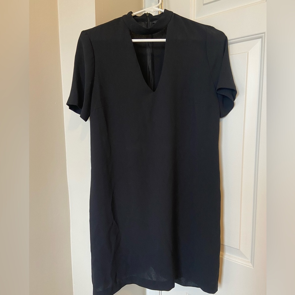 Zara Low Keyhole Black Mini Dress Size XS